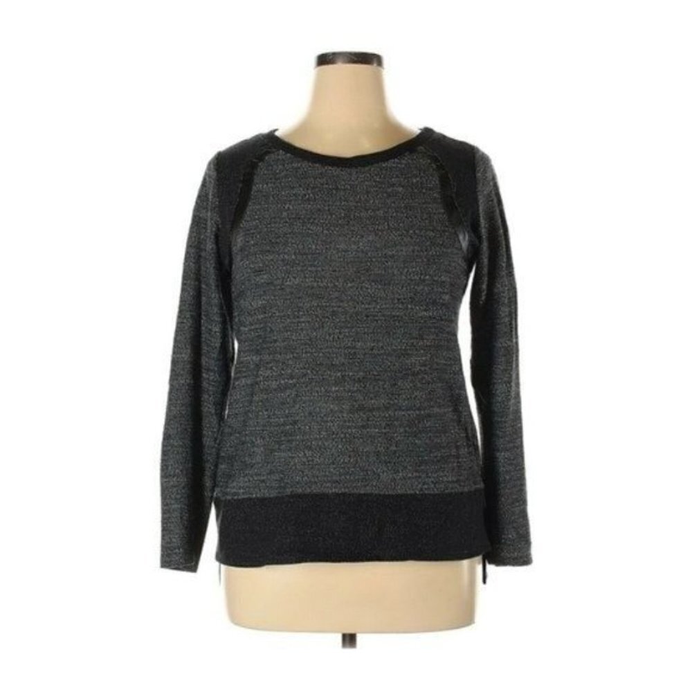 SOLOW Color Block Gray Black Trim Sweater